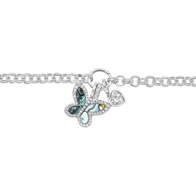 Brilliance Silver Tone Cubic Zirconia & Simulated Abalone Butterfly ...