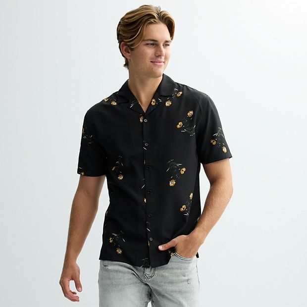 Men's Birch x Black Short-Sleeve Floral Woven Camp Shirt