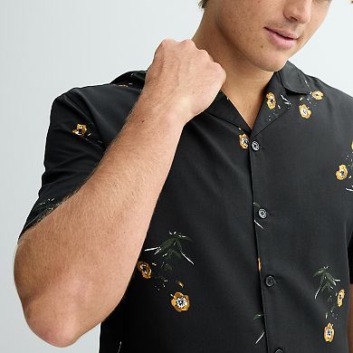 Men's Birch x Black Short-Sleeve Woven Camp Shirt