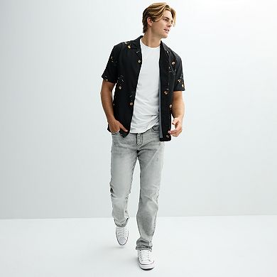 Men's Birch x Black Short-Sleeve Woven Camp Shirt