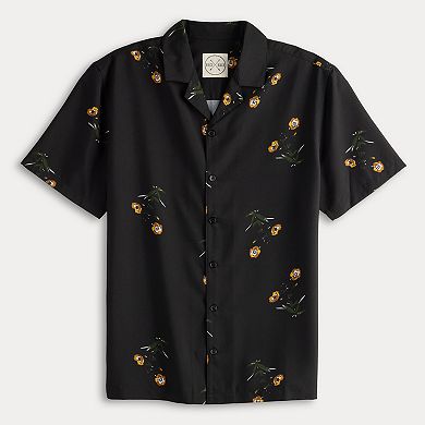 Men's Birch x Black Short-Sleeve Woven Camp Shirt