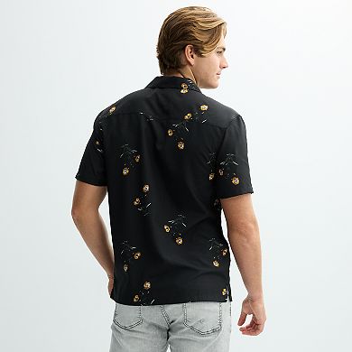Men's Birch x Black Short-Sleeve Woven Camp Shirt