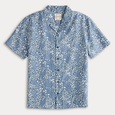 Men's Birch x Black Short-Sleeve Mini Floral Woven Camp Shirt