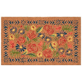 Liora Manne Natura Block Print Flowers Outdoor Mat