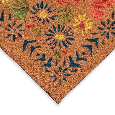 Liora Manne Natura Block Print Flowers Outdoor Mat