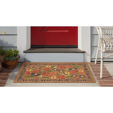 Liora Manne Natura Block Print Flowers Outdoor Mat