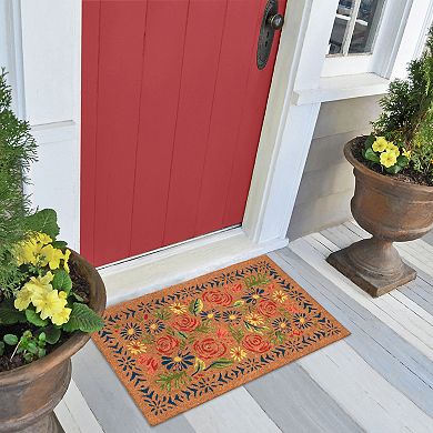 Liora Manne Natura Block Print Flowers Outdoor Mat