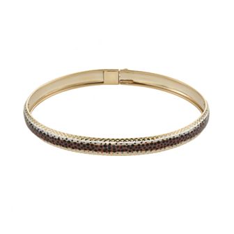 14k Gold and Sterling Silver Leopard Bangle Bracelet