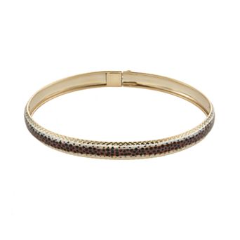 14k Gold and Sterling Silver Leopard Bangle Bracelet