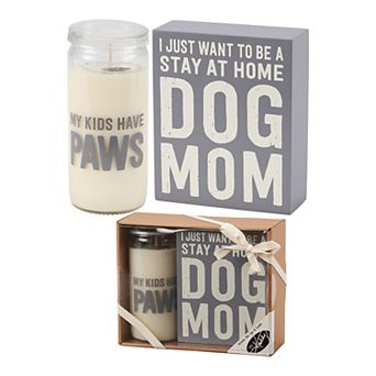 By Kathy Dog Mom Box Sign Candle Set