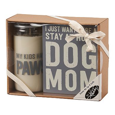 By Kathy Dog Mom Box Sign Candle Set