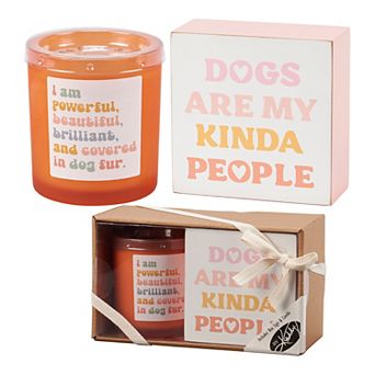 By Kathy Dog Box Sign Candle Set