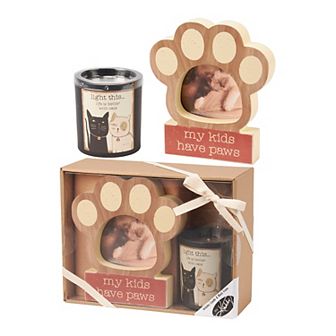 By Kathy 2 pc With Cats Candle & Frame Set