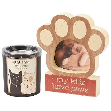 By Kathy 2-pc. With Cats Candle & Frame Set