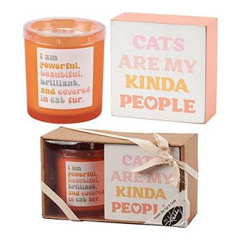 By Kathy 2 pc Cat Box Sign & Candle Set