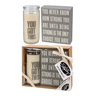 By Kathy 2 pc Strong Box Sign & Candle Set