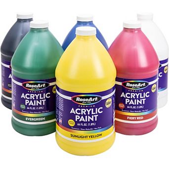 Cra-Z-Art RoseArt Premium Acrylic Non-Toxic Paint 6-Bottle Classroom Bulk Pack