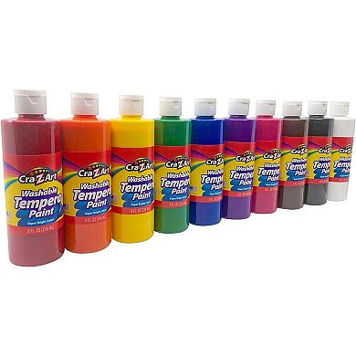Cra-Z-Art Washable Tempera Non-Toxic Paints 10-Bottle Classroom Bulk Pack