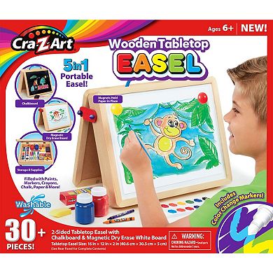 Cra-Z-Art 5-in-1 Portable Wooden Tabletop Art Easel with Chalkboard and Dry Erase Board
