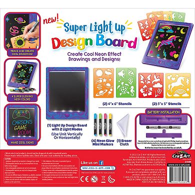 Cra-Z-Art Super Light-Up Design Board 10-Piece Kids Art Kit