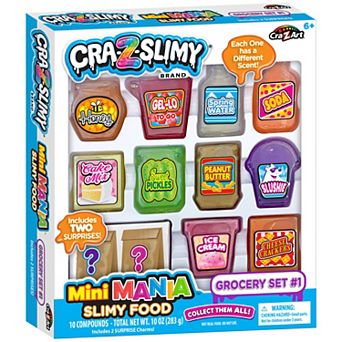 Cra-Z-Art Cra-Z-Slimy: Mini Mania Slimy Food Grocery Set #1 - 10 Non-Toxic Scented Multicolor Toy Slimes