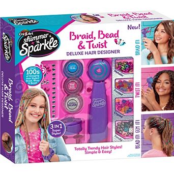 Cra-Z-Art Shimmer ‘n Sparkle: Braid Bead & Twist Deluxe Kids Hair Designer - 3-In-1 Braiding, Wrapping, and Beading Hair Tool