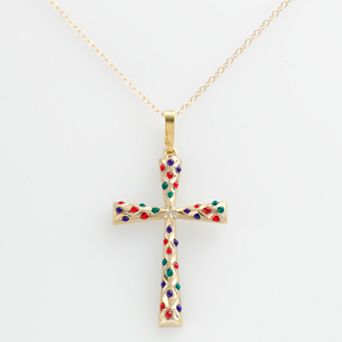 14k Gold-Bonded Sterling Silver Beaded Cross Pendant