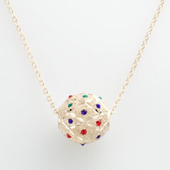 14k Gold-Bonded Sterling Silver Beaded Spinner Ball Pendant