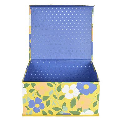 Celebrate Together Small Yellow Floral Hinged Paper Storage Box