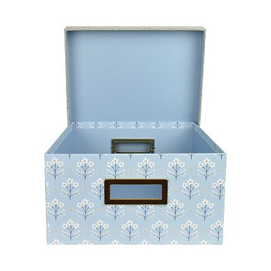 Celebrate Together Medium Blue Block Print Hinged Paper Storage Box