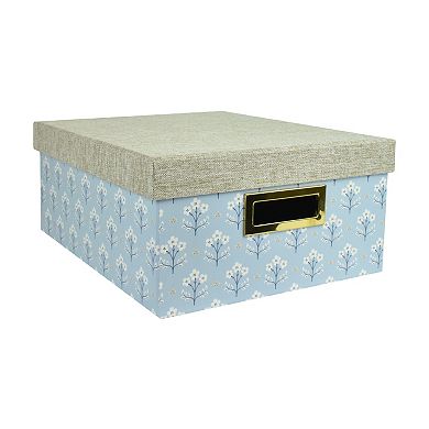 Celebrate Together Medium Blue Block Print Hinged Paper Storage Box