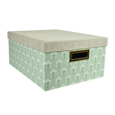 Celebrate Together Large Green Block Print Hinged Paper Storage Box