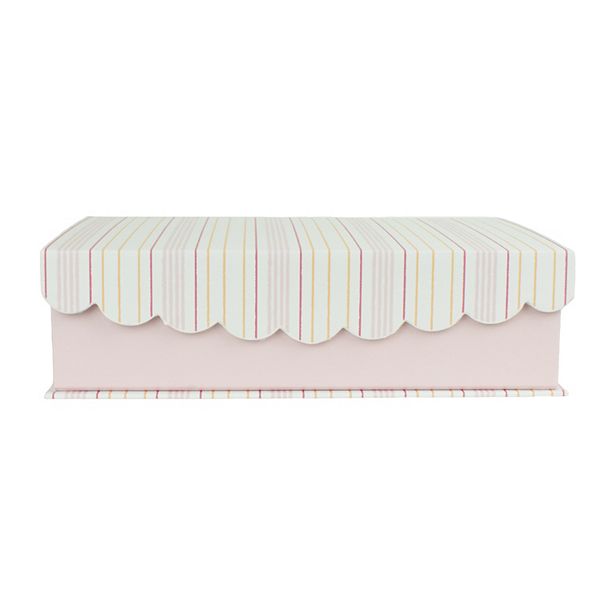 Celebrate Together Pink Stripe Hinged Mini Paper Storage Box