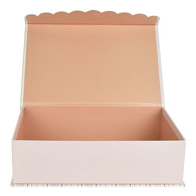 Celebrate Together Pink Stripe Hinged Mini Paper Storage Box
