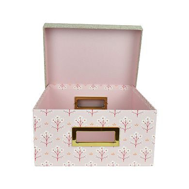 Celebrate Together Small Pink Block Print Hinged Paper Storage Box