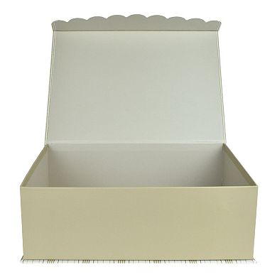 Celebrate Together Medium Neutral Stripe Hinged Paper Storage Box