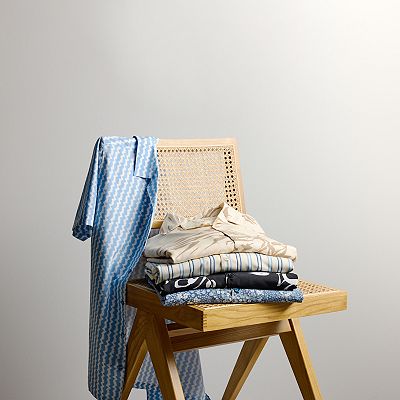 Men's Birch x Black Short-Sleeve Tonal Floral Woven Camp Shirt