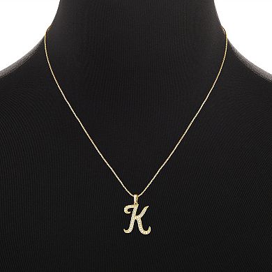 Brilliance Cubic Zirconia Stud Earrings & Script Initial Pendant Necklace Set