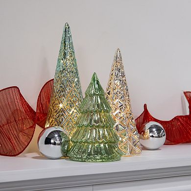 LumaBase 3-pc. Battery Operated Green & Silver Tree Table Decor Set