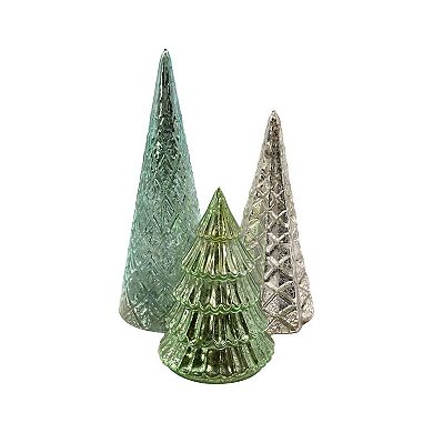 LumaBase 3-pc. Battery Operated Green & Silver Tree Table Decor Set