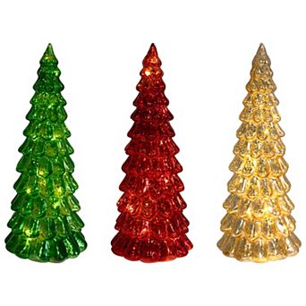 LumaBase 3-Pack Battery Operated LED Glass Christmas Trees