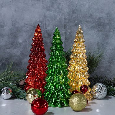 LumaBase 3-Pack Battery Operated LED Glass Christmas Trees