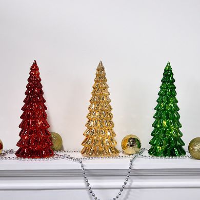 LumaBase 3-Pack Battery Operated LED Glass Christmas Trees