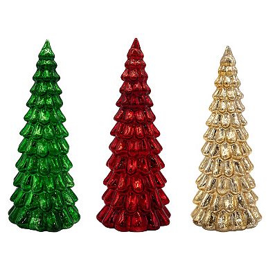 LumaBase 3-Pack Battery Operated LED Glass Christmas Trees