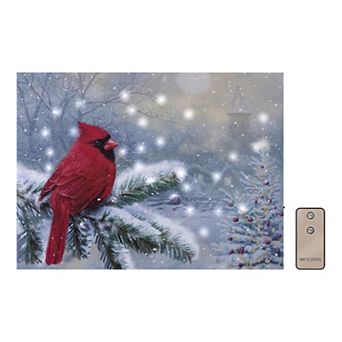 LumaBase Battery Operated Winter Cardinal Lighted Wall Art