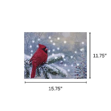 LumaBase Battery Operated Winter Cardinal Lighted Wall Art