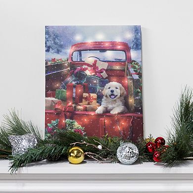 LumaBase Battery Operated Christmas Puppy Lighted Wall Art