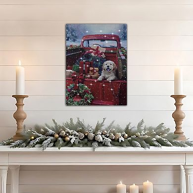 LumaBase Battery Operated Christmas Puppy Lighted Wall Art