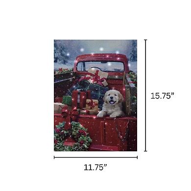 LumaBase Battery Operated Christmas Puppy Lighted Wall Art