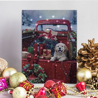 LumaBase Battery Operated Christmas Puppy Lighted Wall Art